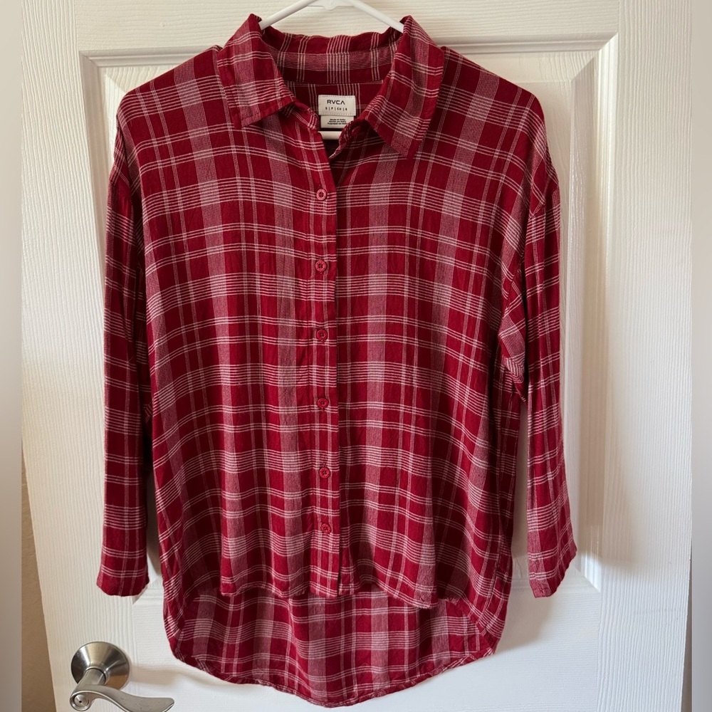 RVCA Drift Away Plaid‎ Button Up Top Size Small